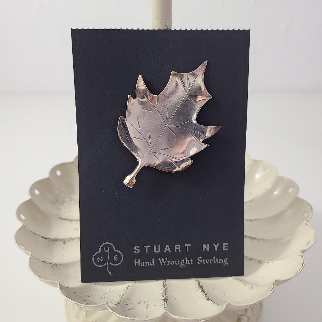 Stuart Nye Hand Wrought Sterling Silver Maple Leaf Brooch Pin